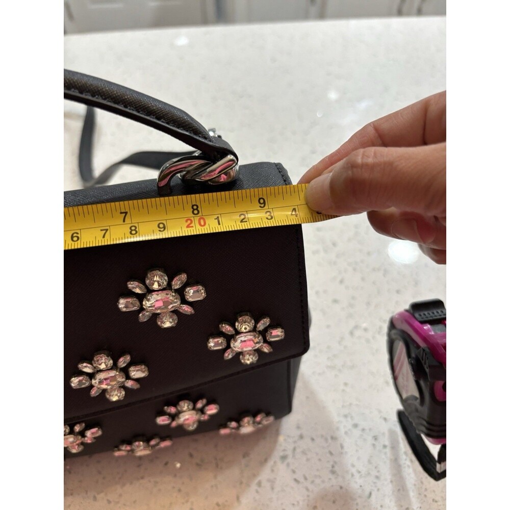 Michael Kors Ava Small Satchel Jewel Saffiano Black Leather Preowned - Picture 7 of 11